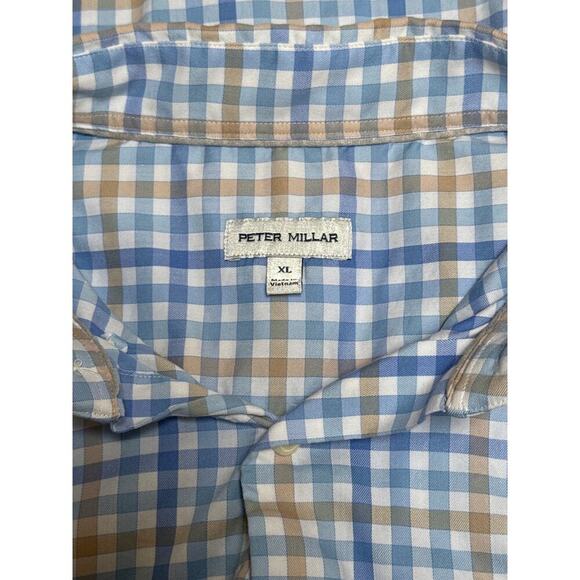Men’s Peter Miller Blue and Brown Plaid Button up Sz XL - Picture 3 of 3